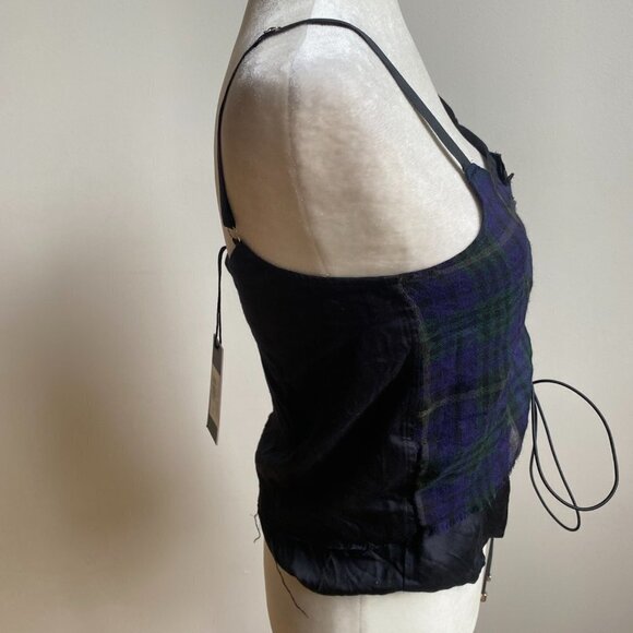 DIESEL Bnwt Sz Xs Womens Plaid Corset Tank Distressed Hem - Picture 5 of 12